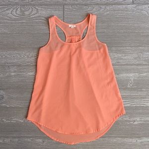 EM Orange Semi-Sheer Racerback Tank Top